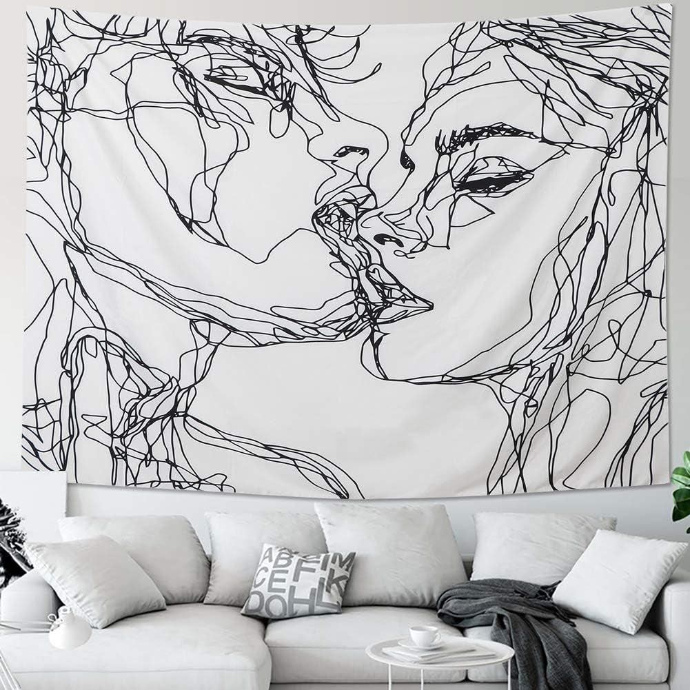 Arazzo lomohoo disegno astratto arte nero bianco baci Home - Accessori e decorazioni Naty Shop