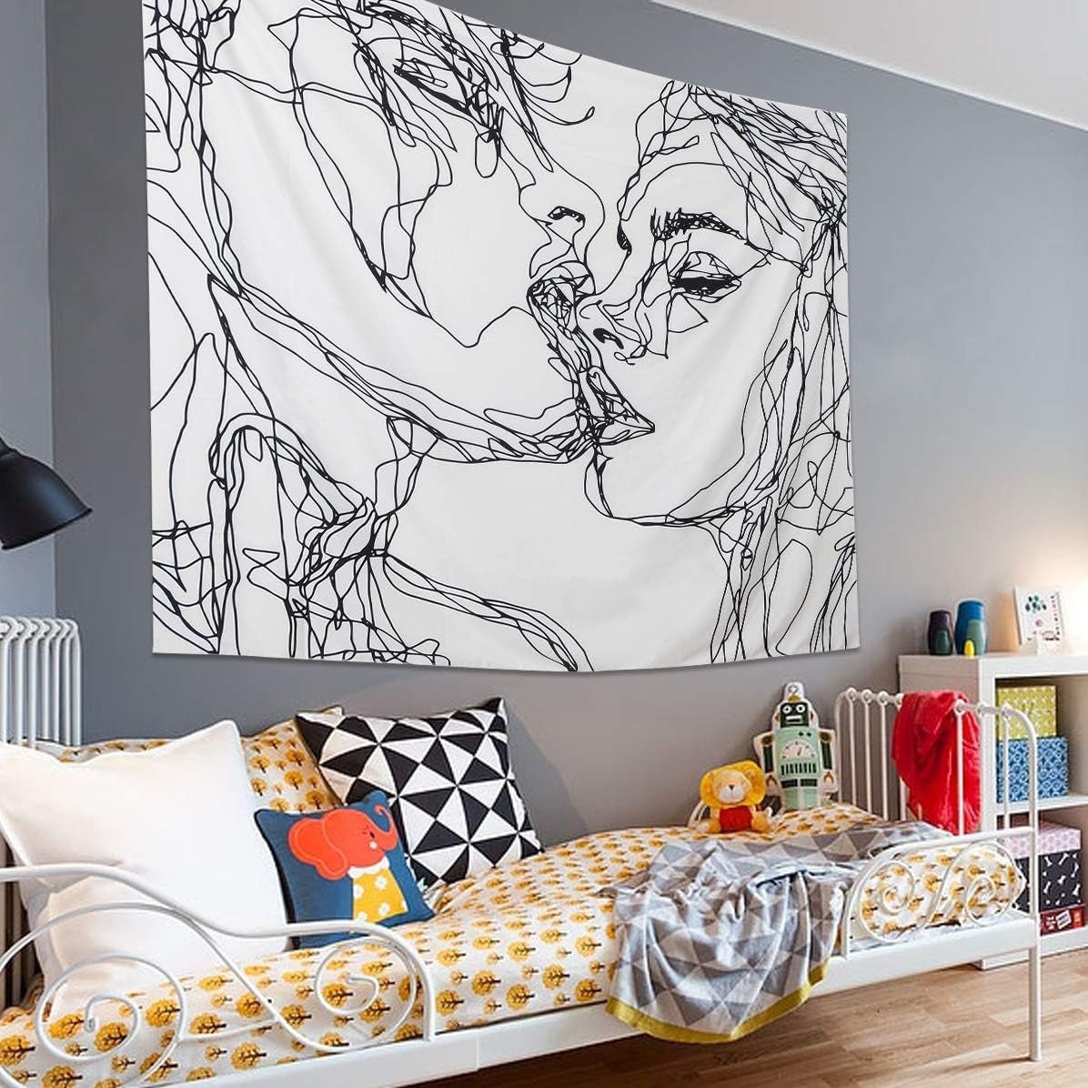Arazzo lomohoo disegno astratto arte nero bianco baci Home - Accessori e decorazioni Naty Shop