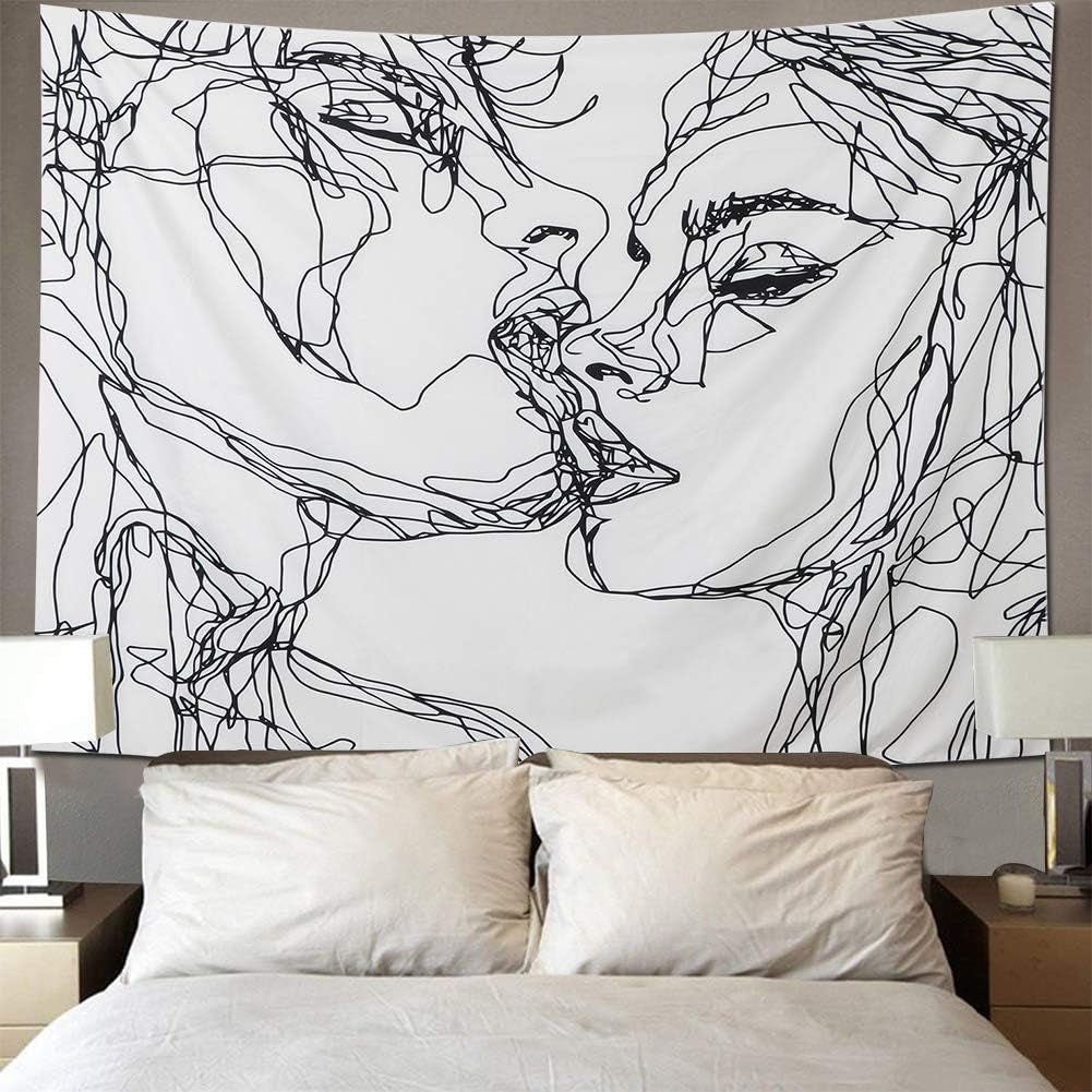 Arazzo lomohoo disegno astratto arte nero bianco baci Home - Accessori e decorazioni Naty Shop