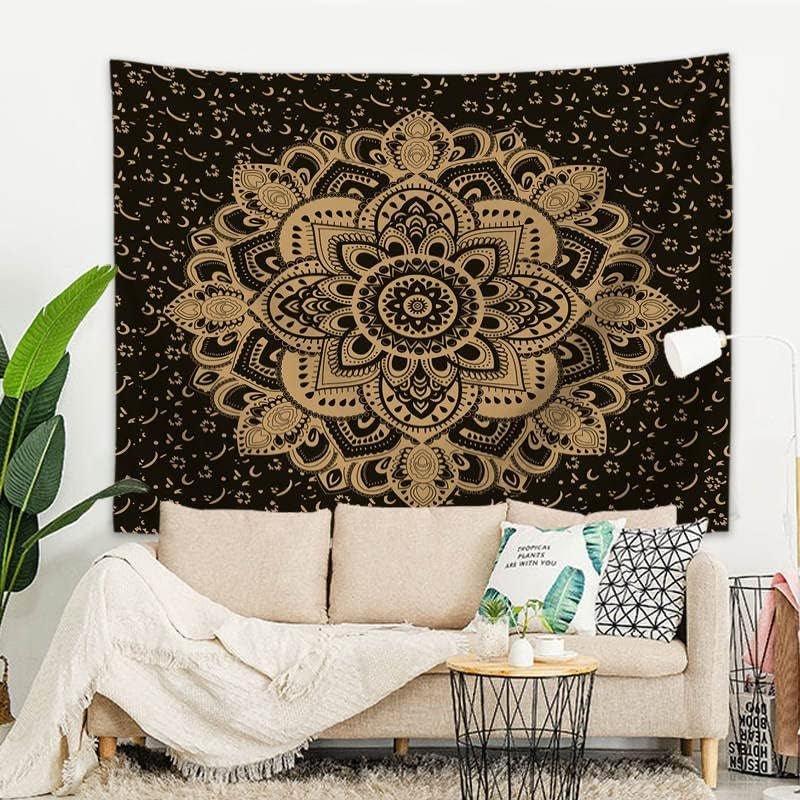 Majami Arazzo indiano mandala tela poliestere oro nero Home - Accessori e decorazioni Naty Shop