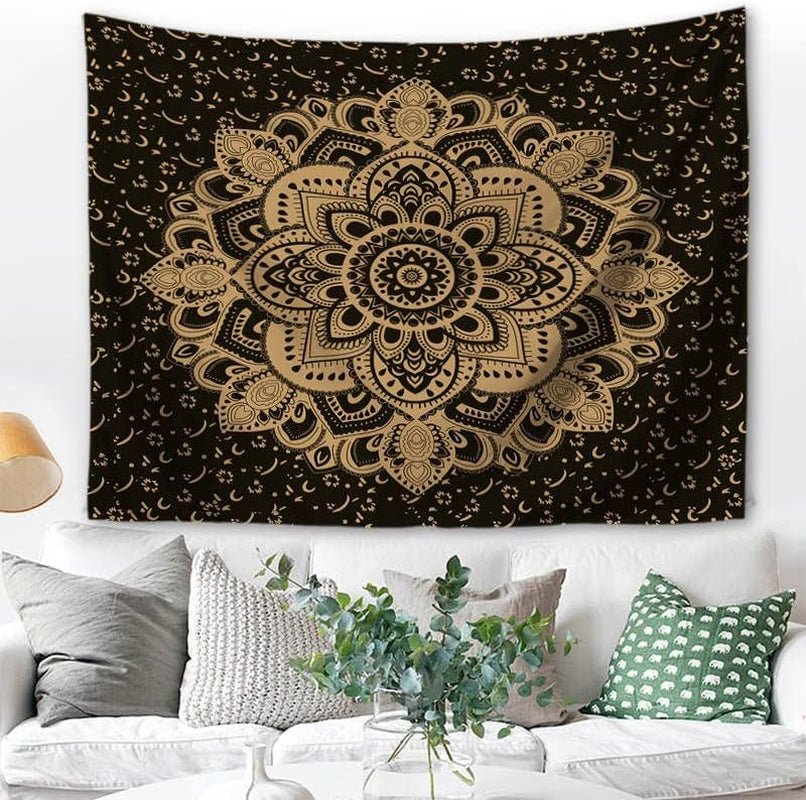 Majami Arazzo indiano mandala tela poliestere oro nero Home - Accessori e decorazioni Naty Shop