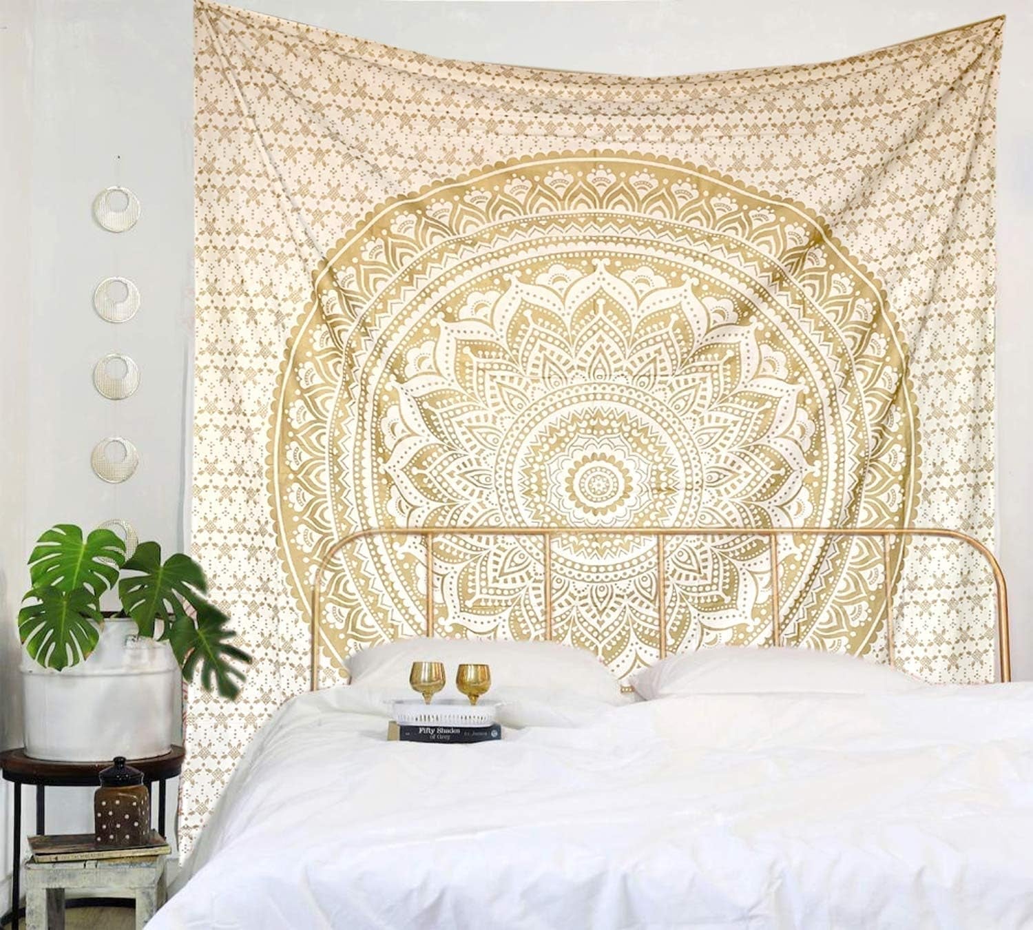 Arazzo Mandala decorazione della stanza estetica oro bianco tela Casa - Accessori e Decorazioni Naty Shop
