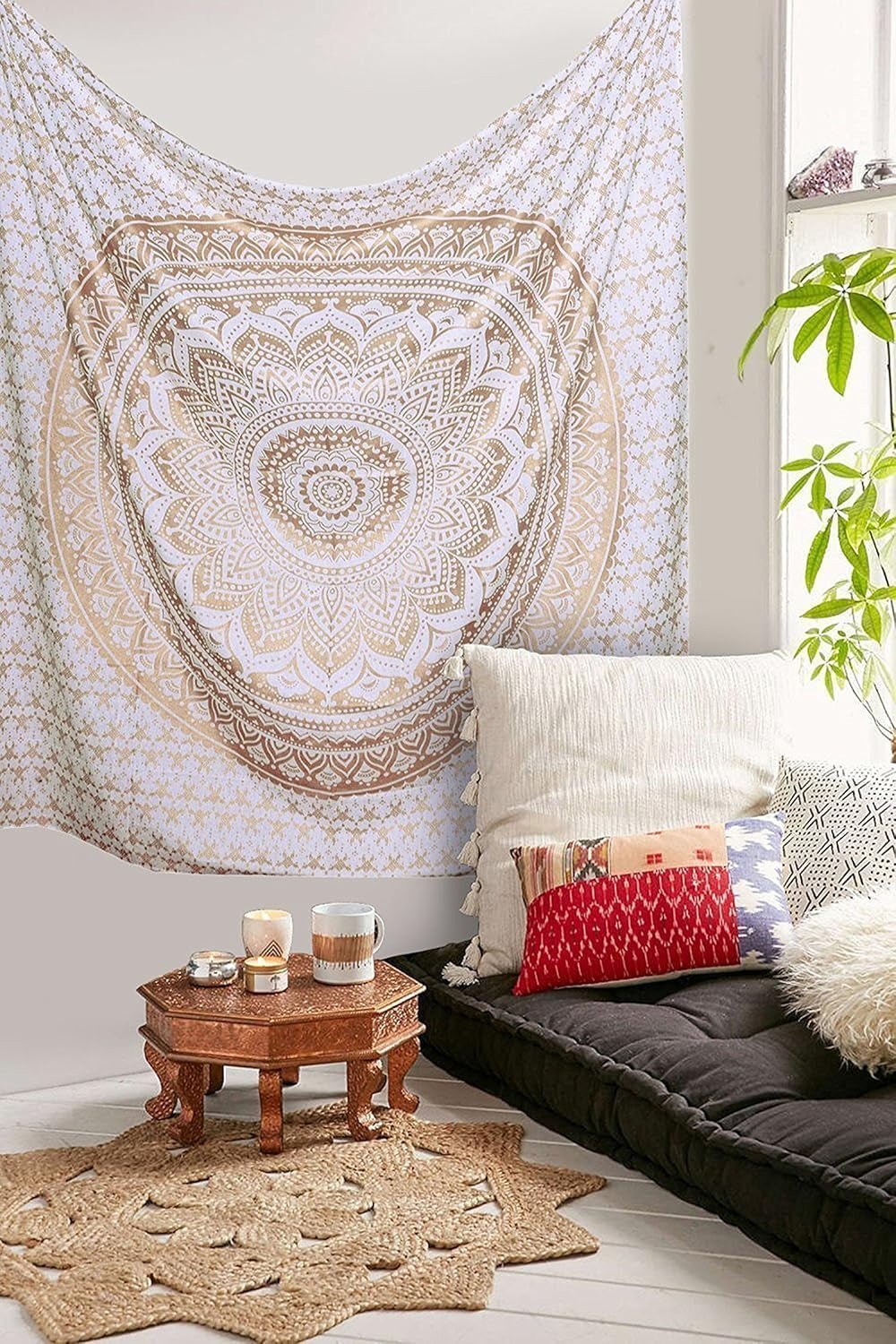 Arazzo Mandala decorazione della stanza estetica oro bianco tela Casa - Accessori e Decorazioni Naty Shop