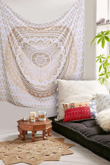 Arazzo Mandala decorazione della stanza estetica oro bianco tela Casa - Accessori e Decorazioni Naty Shop
