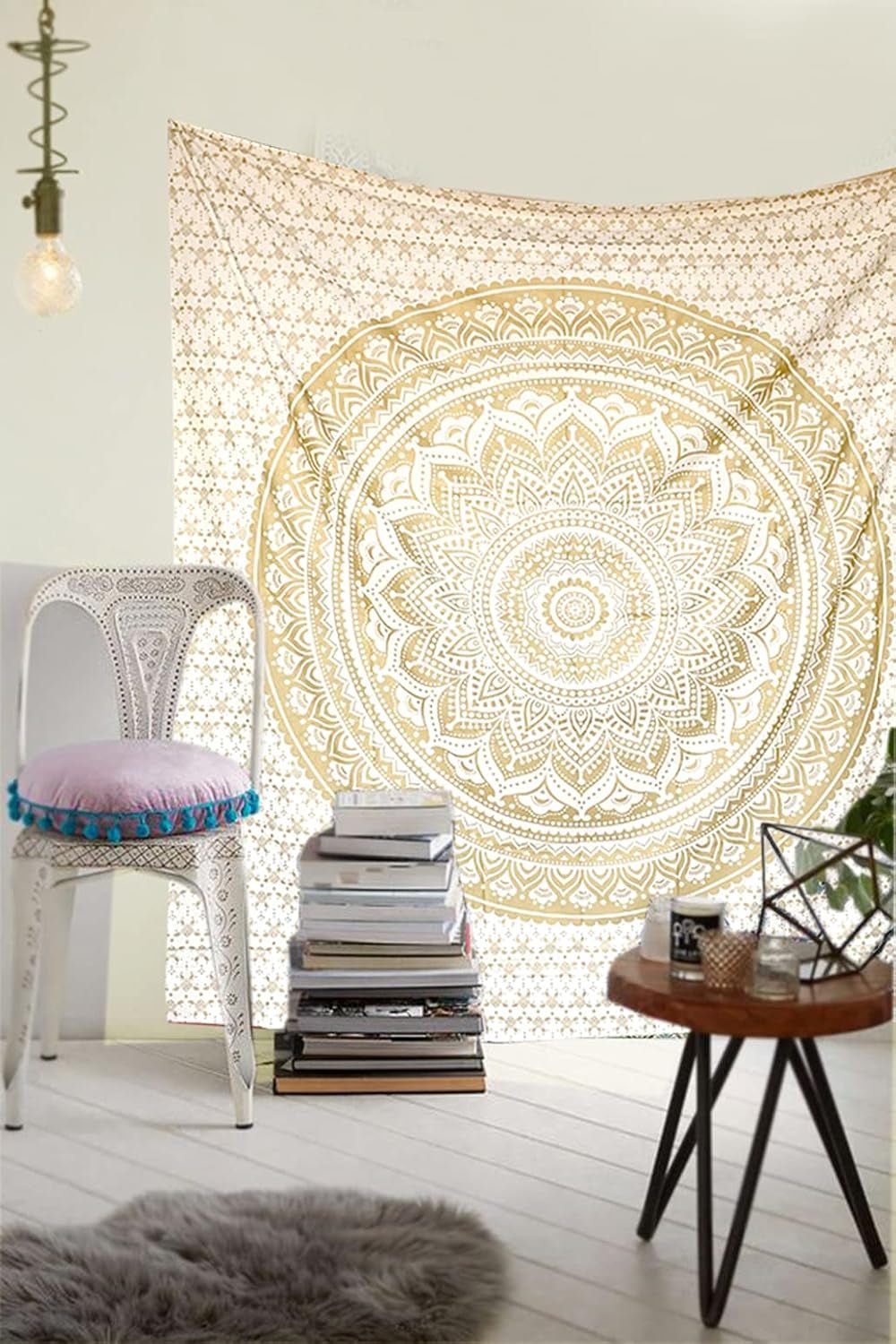 Arazzo Mandala decorazione della stanza estetica oro bianco tela Casa - Accessori e Decorazioni Naty Shop