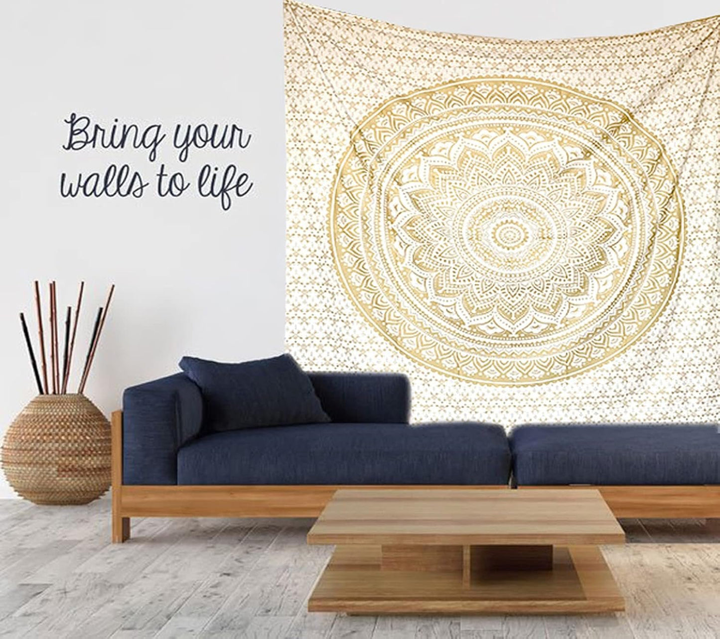 Arazzo Mandala decorazione della stanza estetica oro bianco tela Casa - Accessori e Decorazioni Naty Shop