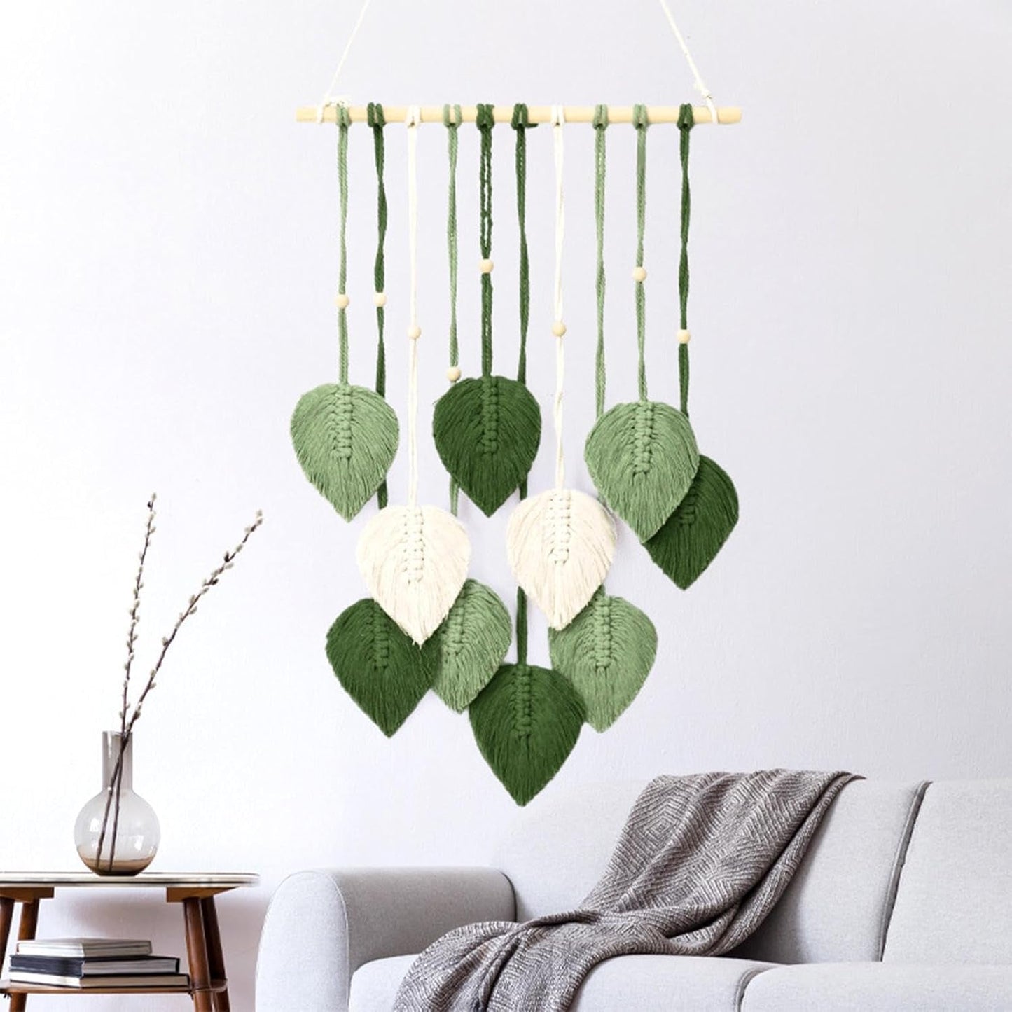 Arazzo fatto a mano perline di legno foglie verdi Home - Accessori e decorazioni Naty Shop Greetings
