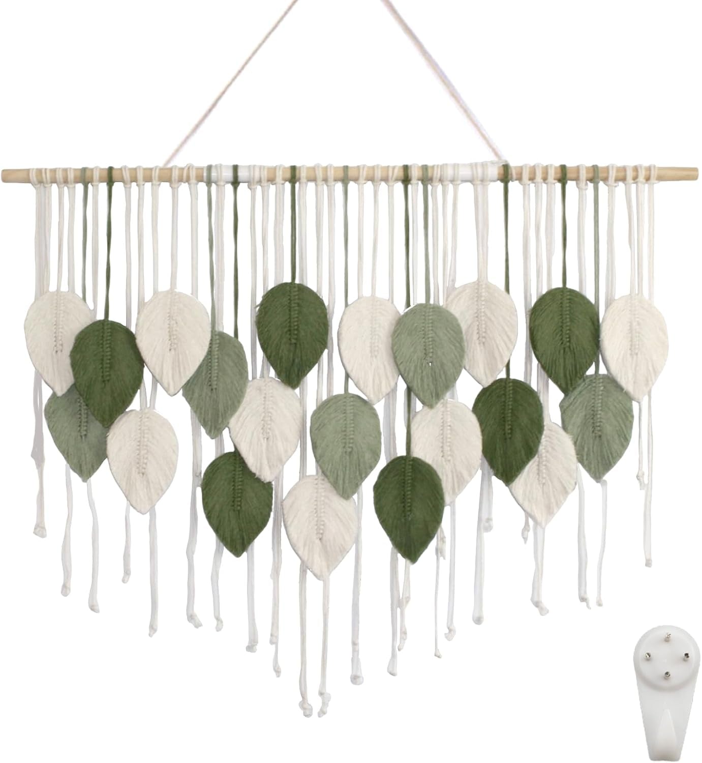 Grande arazzo con foglie e nappe intrecciate a mano in arte Home - Accessori e decorazioni Titolo predefinito di Naty Shop