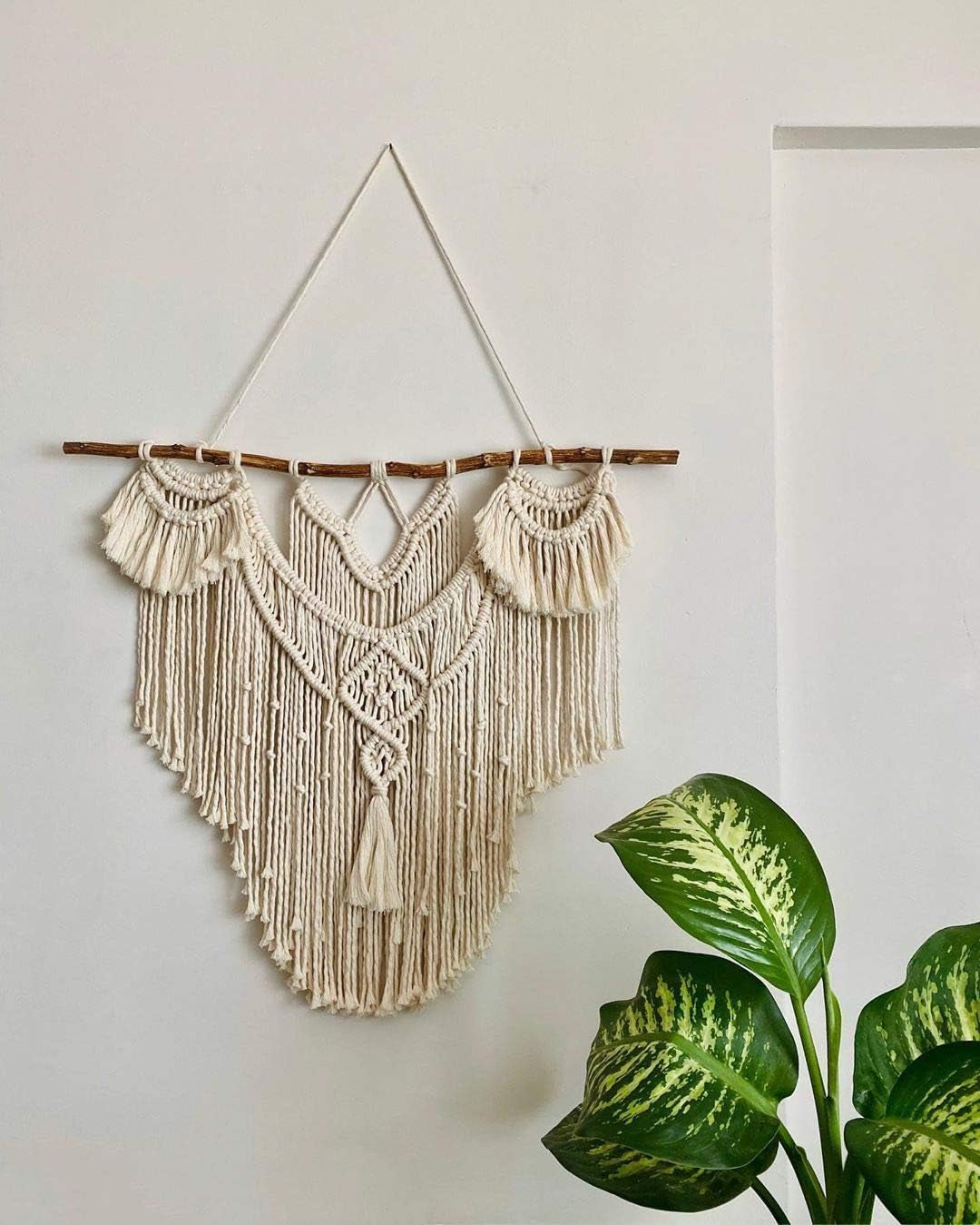 Grande arazzo bohémien in legno naturale sopra la testiera del letto Home - Accessori e Decorazioni Naty Shop