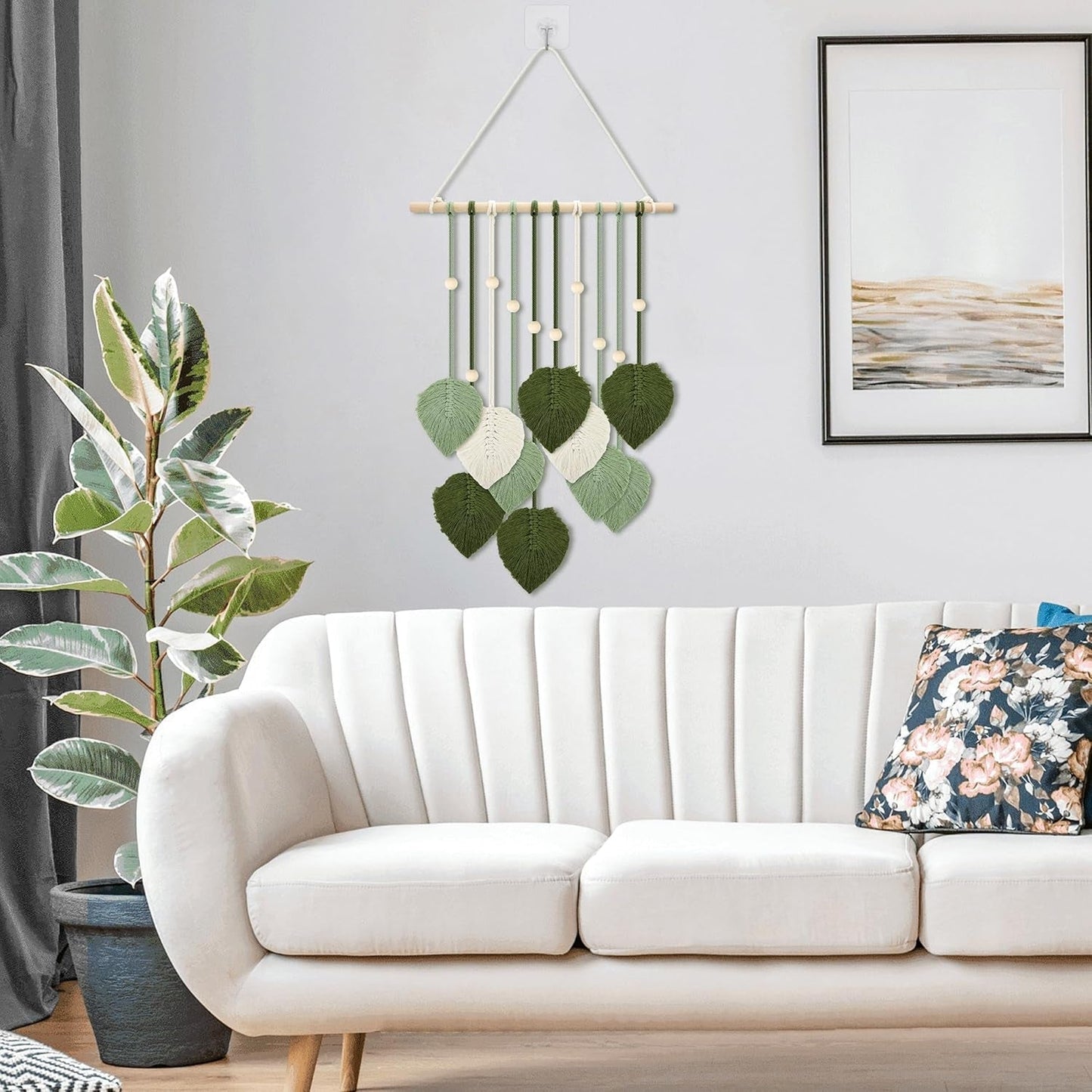 Arazzo perline in legno foglie verdi gancio Home - Accessori e Decorazioni Naty Shop
