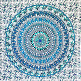 Arazzo momomus mandala in cotone colorato disegni orientali Casa - Accessori e Decorazioni Naty Shop Bianco-blu 135L X 210B Cm