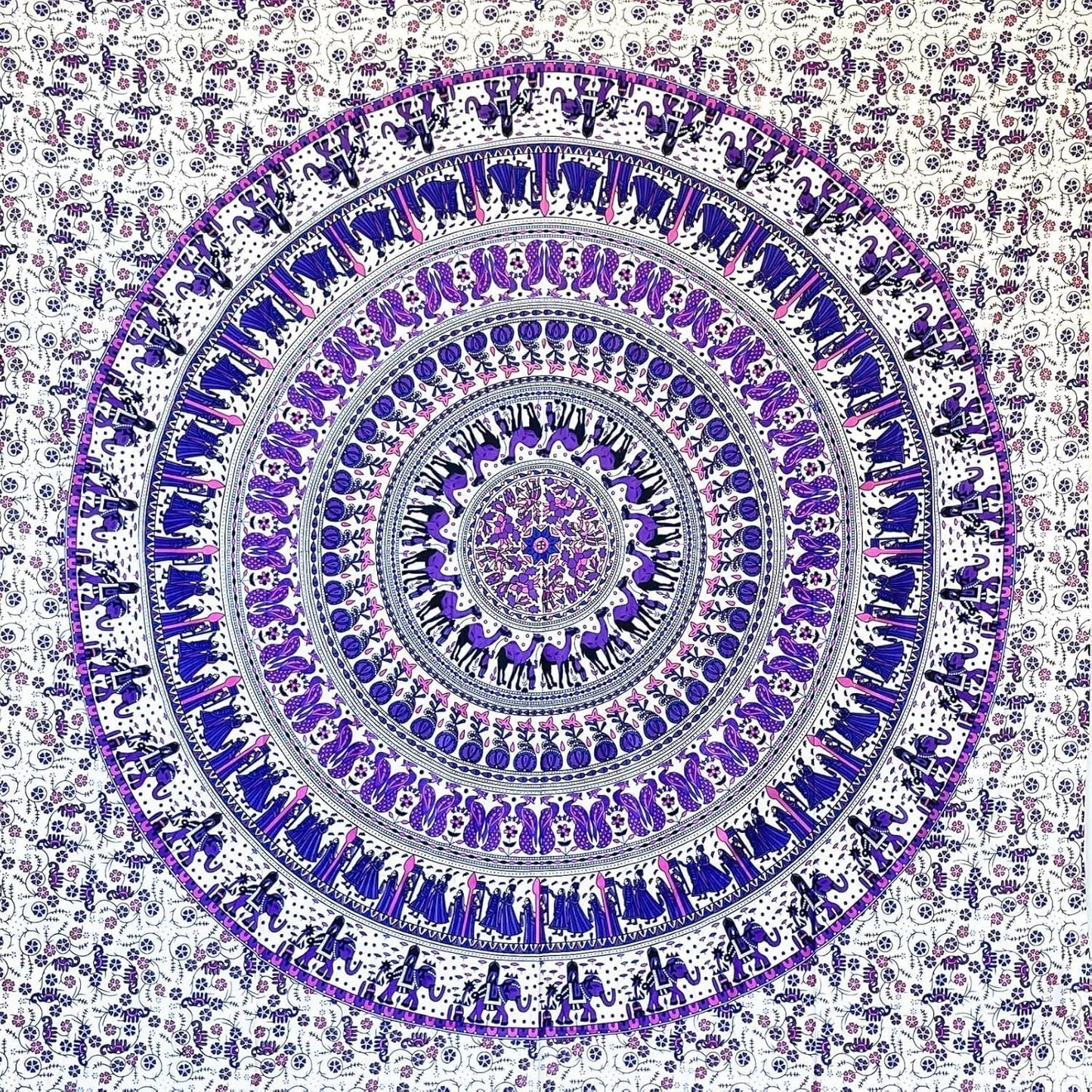Arazzo momomus mandala colorato cotone disegni orientali Casa - Accessori e Decorazioni Naty Shop Bianco-lilla 135L X 210B Cm