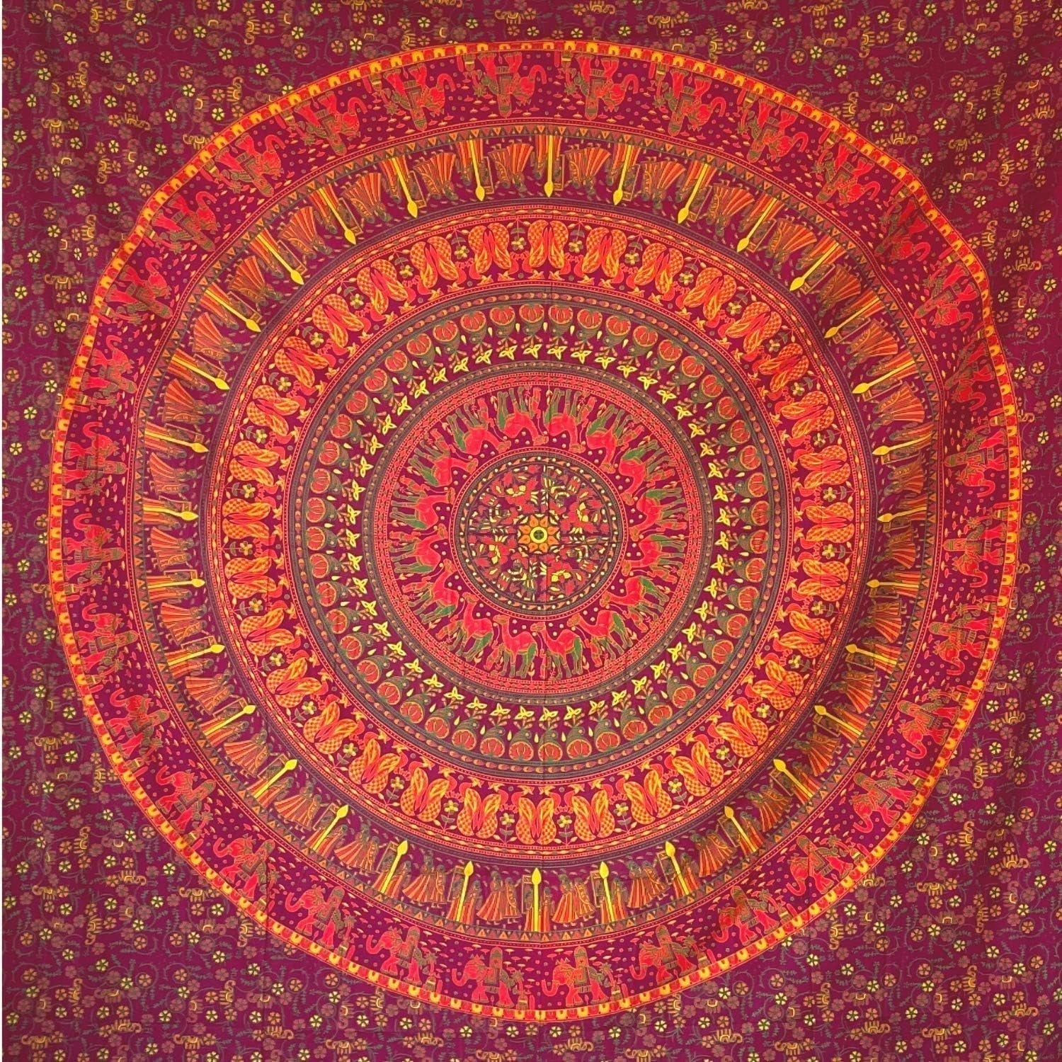 Arazzo momomus mandala in cotone colorato disegni orientali Home - Accessori e Decorazioni Naty Shop Arancione 210L X 230B Cm