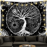 Arazzo albero della vita in bianco e nero arazzo fasi lunari Home - Accessori e Decorazioni Naty Shop Albero della vita 200L X 150B Cm