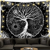 Arazzo albero della vita in bianco e nero arazzo fasi lunari Home - Accessori e Decorazioni Naty Shop Albero della vita 150L X 130B Cm