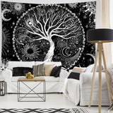 Arazzo nero bianco albero vita arazzo fasi luna Home - Accessori e Decorazioni Naty Shop