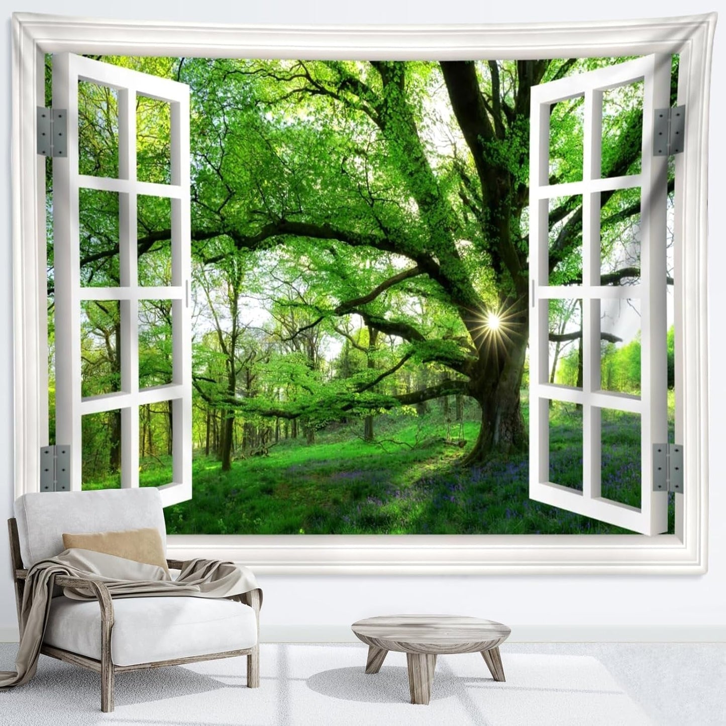 Arazzo Jungle Landscape XXL Telo per finestre Foresta Home - Accessori e Decorazioni Naty Shop 240L X 220B Cm