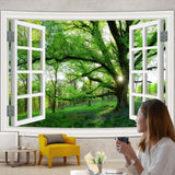 Arazzo Jungle Landscape XXL Telo per finestre Foresta Home - Accessori e Decorazioni Naty Shop 350L X 256B Cm