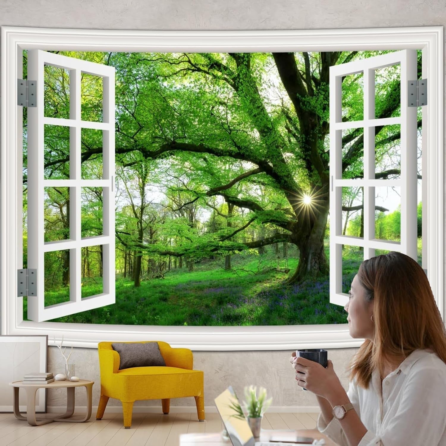 Arazzo Jungle Landscape XXL Telo per finestre Foresta Home - Accessori e Decorazioni Naty Shop 350L X 256B Cm