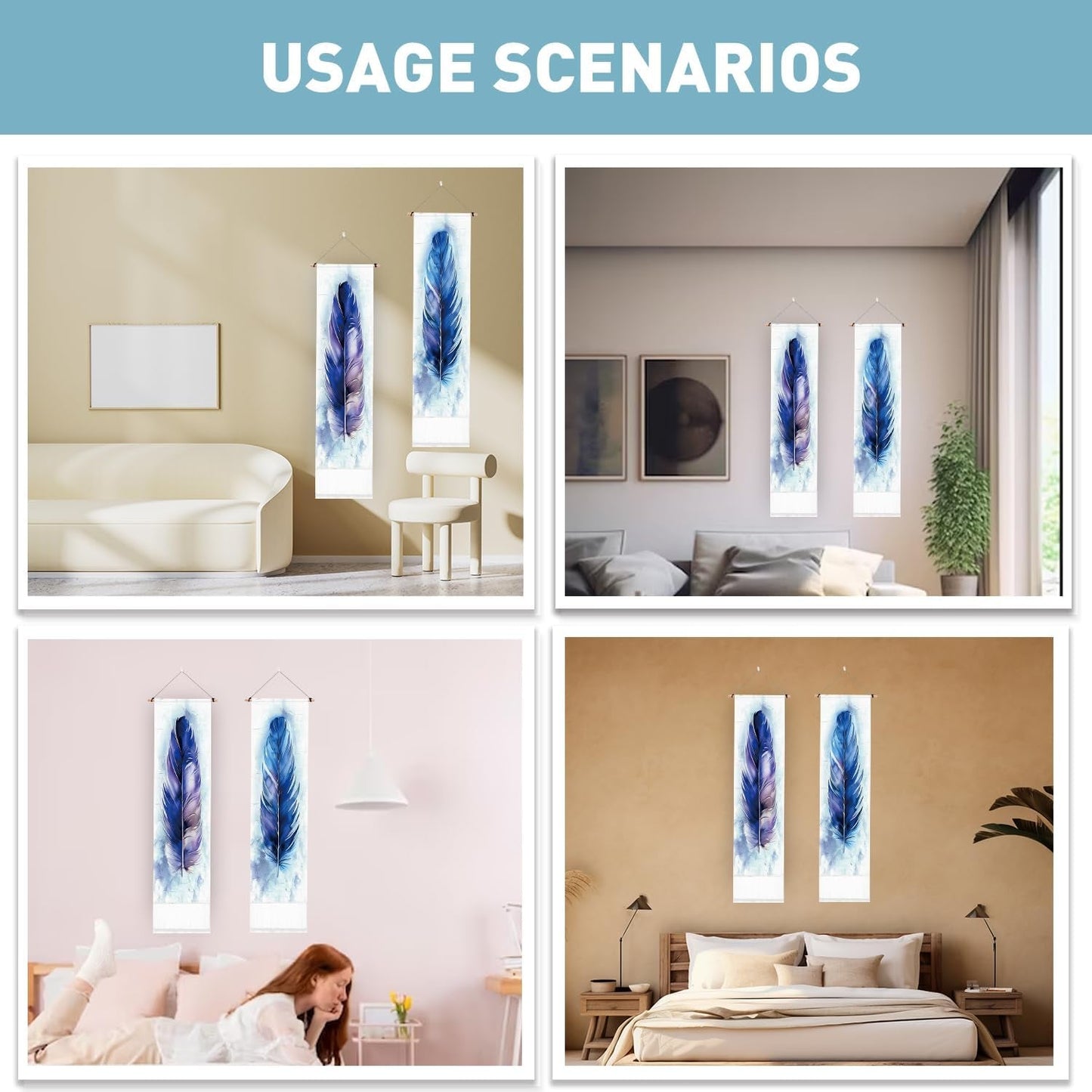 Arazzo pligreat pack tappeto di piume blu parete verticale Home - Accessori e Decorazioni Naty Shop