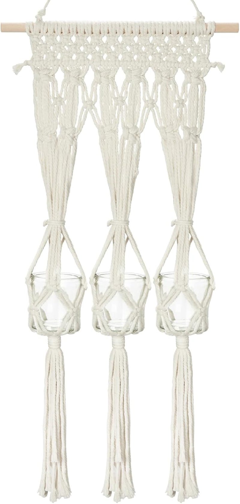 Portacandele in vetro con mensola arazzo realizzato Casa - Accessori e Decorazioni Naty Shop Bianco