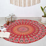 Arazzo rotondo pavone mandala centimetri tondo ragazza hippie Casa - Accessori e Decorazioni Naty Shop Rosso dorato D-48"