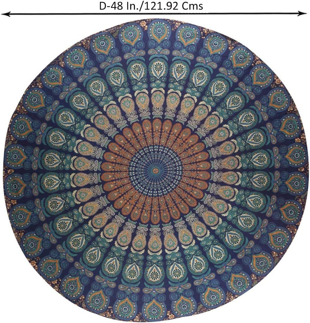 Arazzo rotondo pavone mandala centimetri tondo hippie davanti Home - Accessori e Decorazioni Naty Shop