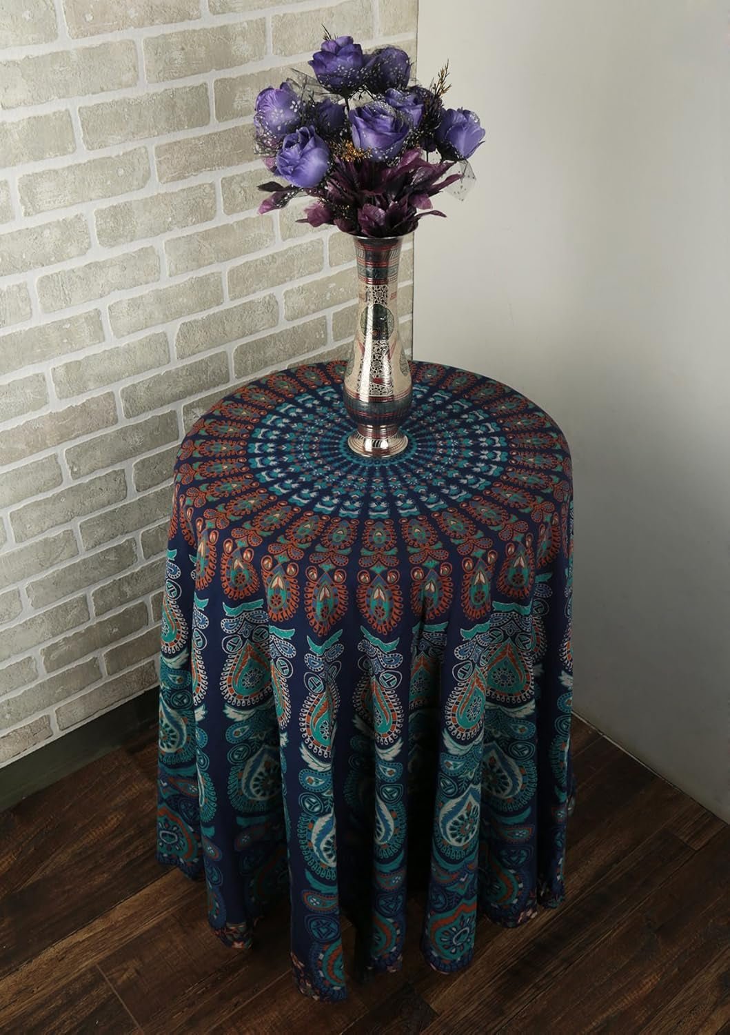 Arazzo rotondo pavone mandala centimetri tondo hippie davanti Home - Accessori e Decorazioni Naty Shop