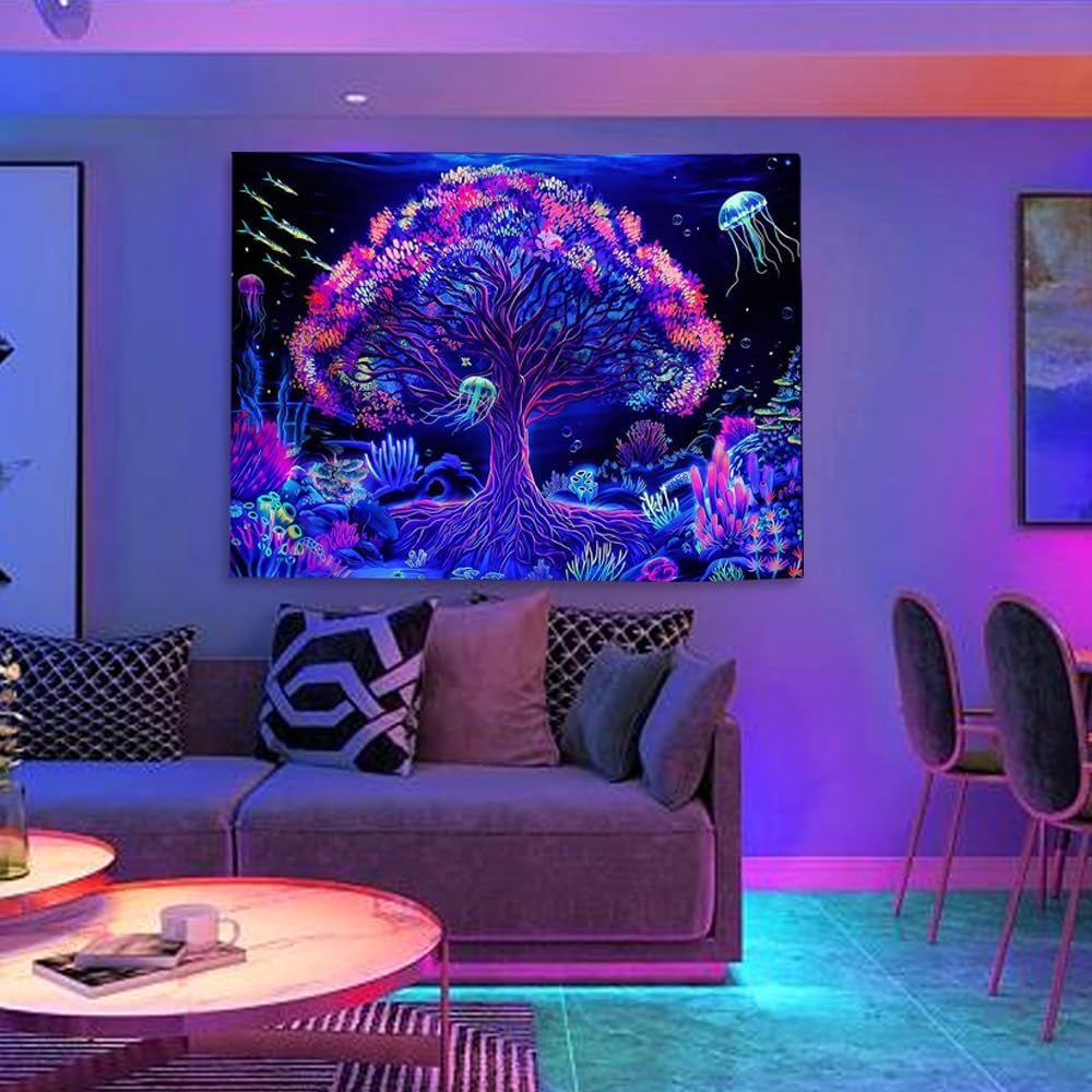 Arazzo suaywo psichedelico fluorescente albero della vita Home - Accessori e Decorazioni Naty Shop