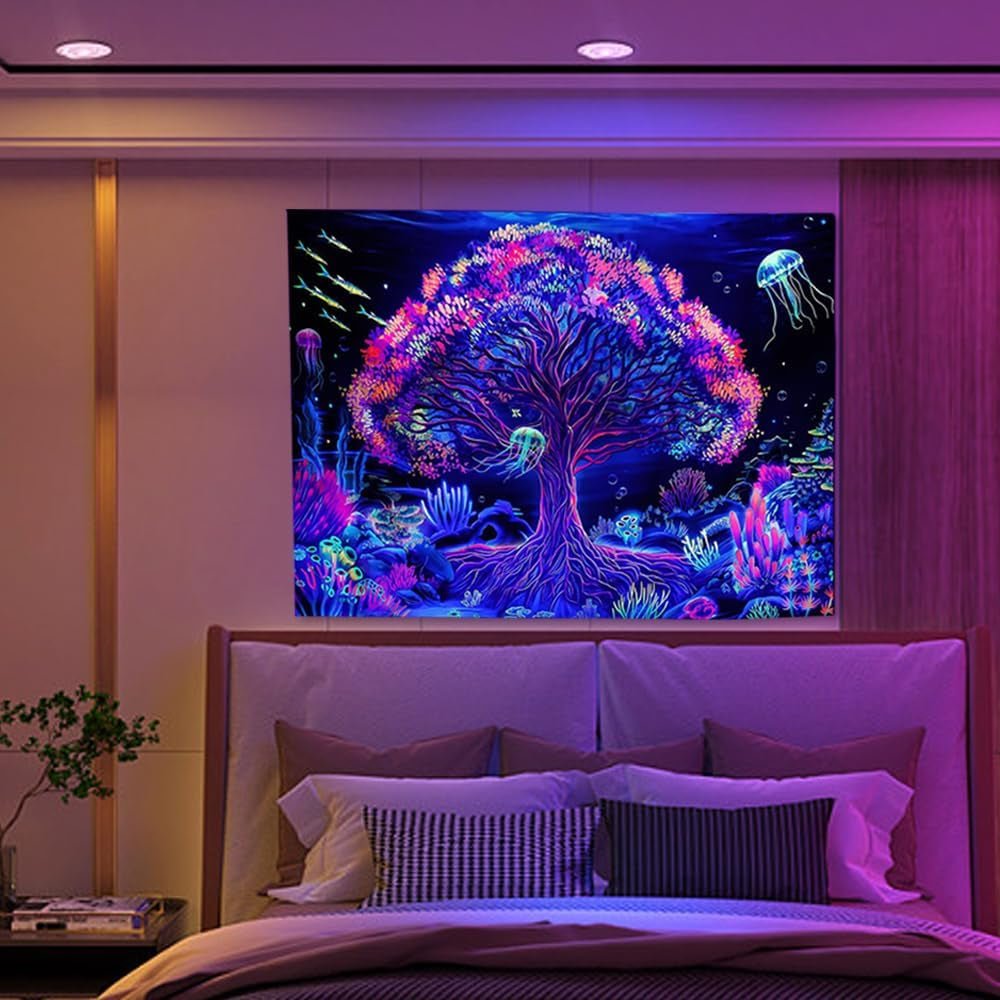 Arazzo suaywo psichedelico fluorescente albero della vita Home - Accessori e Decorazioni Naty Shop