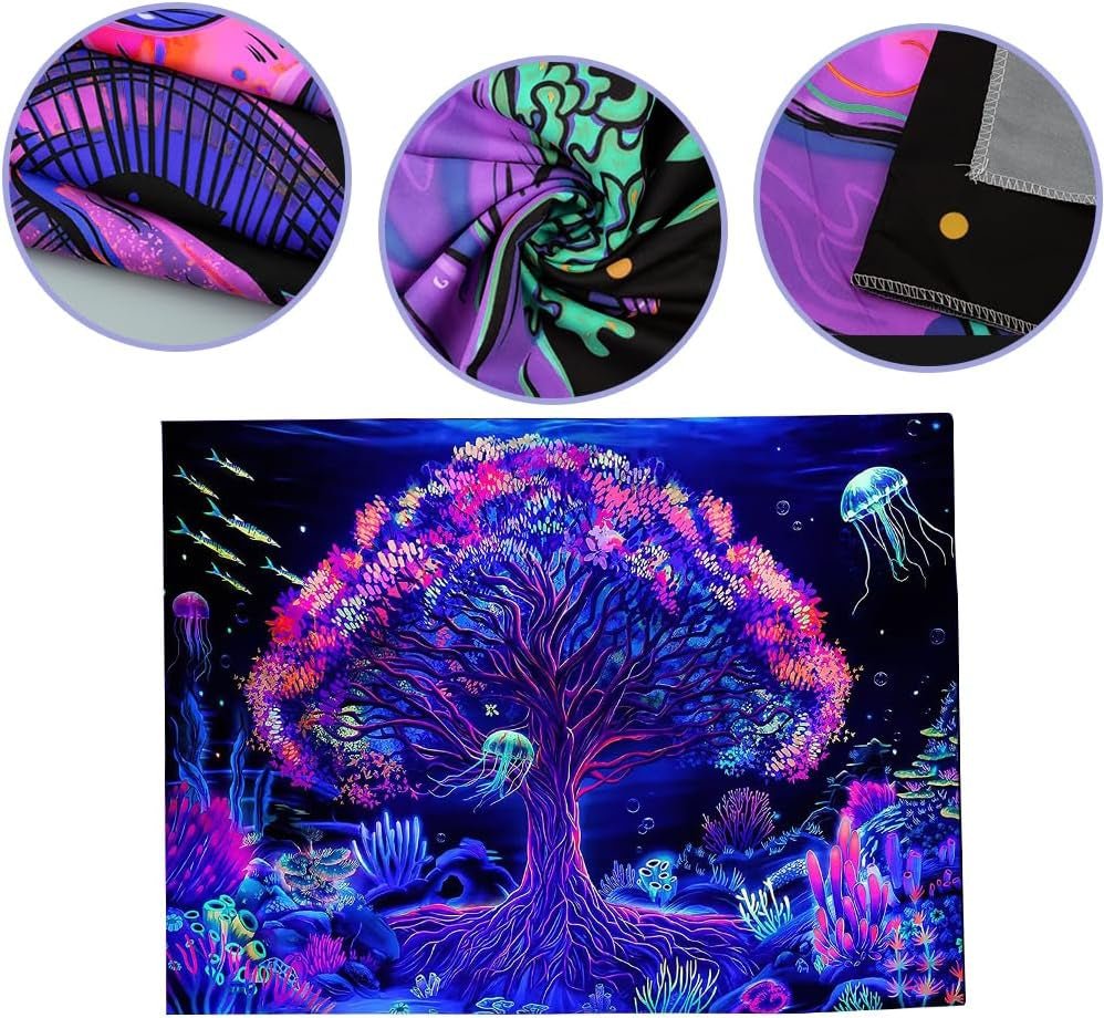 Arazzo suaywo psichedelico fluorescente albero della vita Home - Accessori e Decorazioni Naty Shop