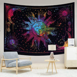 Arazzo Sole Luna Stella Spirituale Estetico Arcobaleno Cotone Home - Accessori e Decorazioni Naty Shop Arcobaleno 150L X 137B Cm