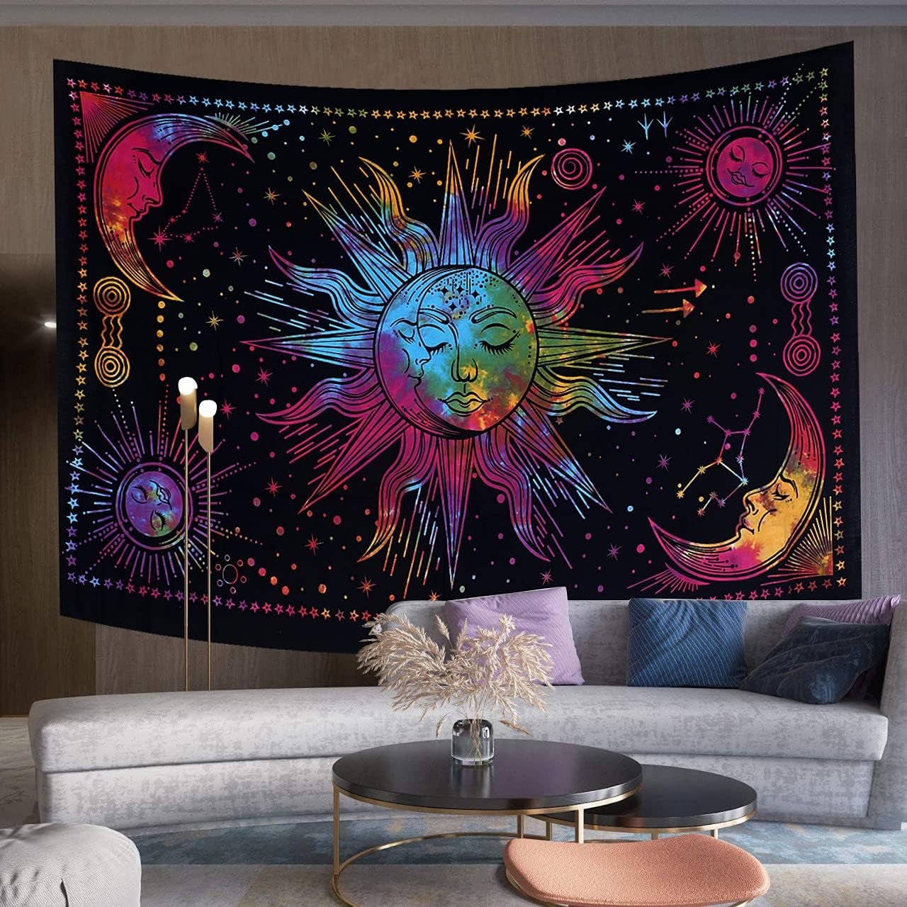 Arazzo sole luna stella spirituale estetico arcobaleno cotone Home - Accessori e Decorazioni Naty Shop