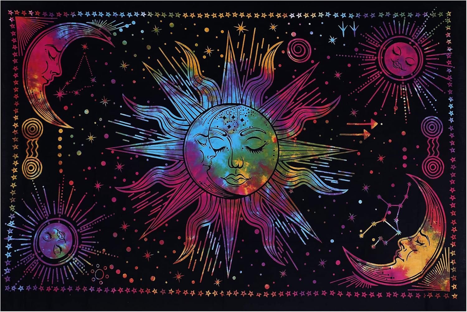 Arazzo sole luna stella spirituale estetico arcobaleno cotone Home - Accessori e Decorazioni Naty Shop