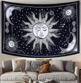 Arazzo Sole Luna Stella Spirituale Estetico Arcobaleno Cotone Home - Accessori e Decorazioni Naty Shop Nero / Bianco 102L X 77B Cm