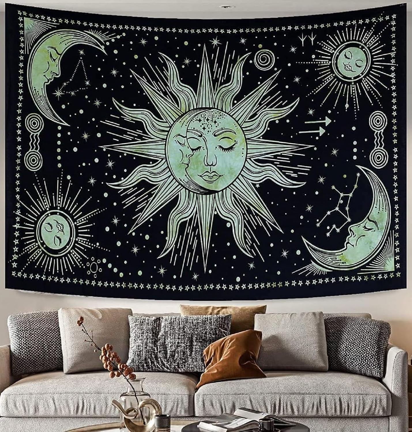 Arazzo Sole Luna Stella Spirituale Estetico Arcobaleno Cotone Home - Accessori e Decorazioni Naty Shop Greetings 210L X 140B Cm