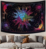 Arazzo Sole Luna Stella Spirituale Estetico Arcobaleno Cotone Home - Accessori e Decorazioni Naty Shop Arcobaleno 210L X 140B Cm