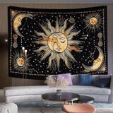 Arazzo Sole Luna Stella Spirituale Estetico Arcobaleno Cotone Home - Accessori e Decorazioni Naty Shop Giallo 102L X 77B Cm