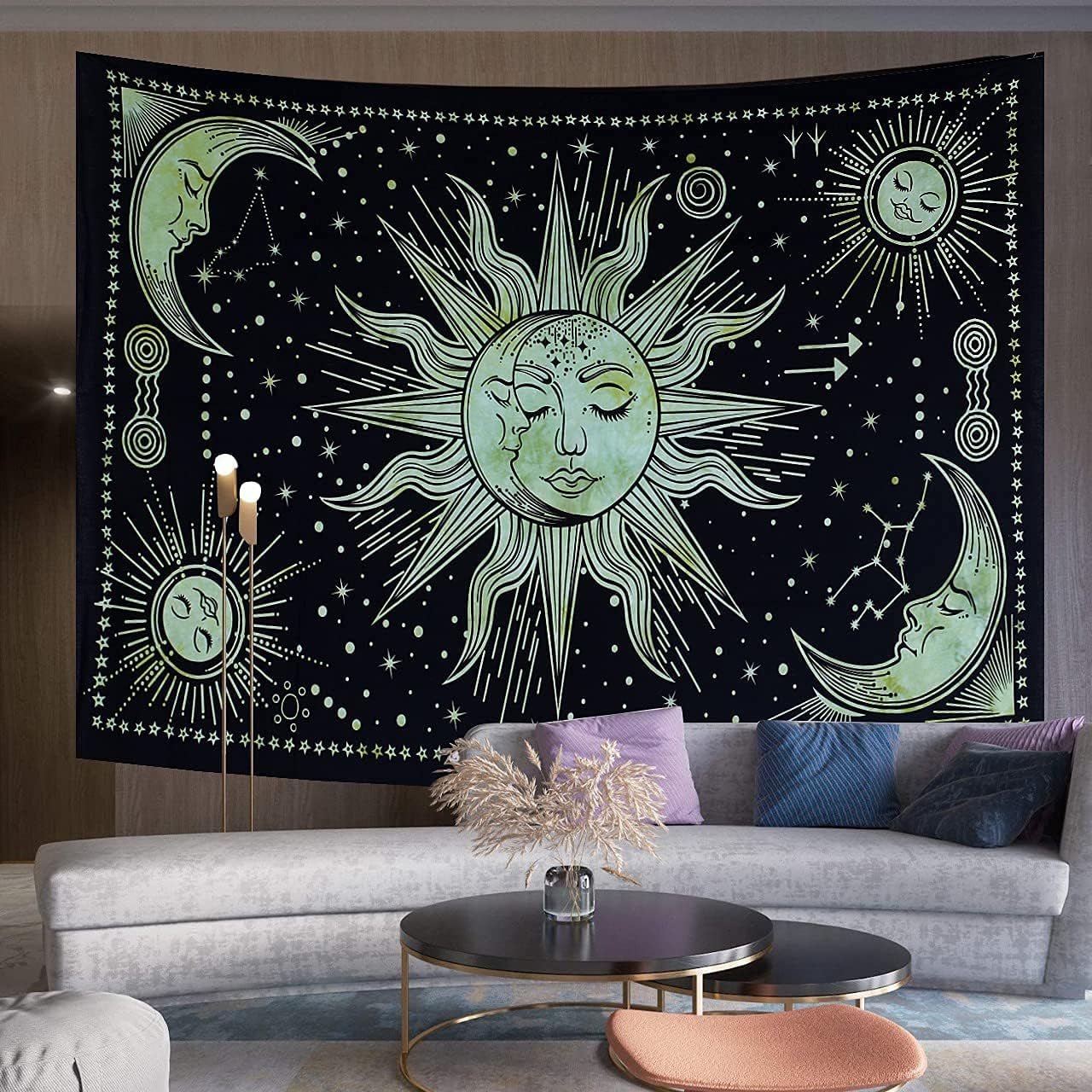 Arazzo Sole Luna Stella Spirituale Estetico Arcobaleno Cotone Home - Accessori e Decorazioni Naty Shop Greetings 150L X 137B Cm