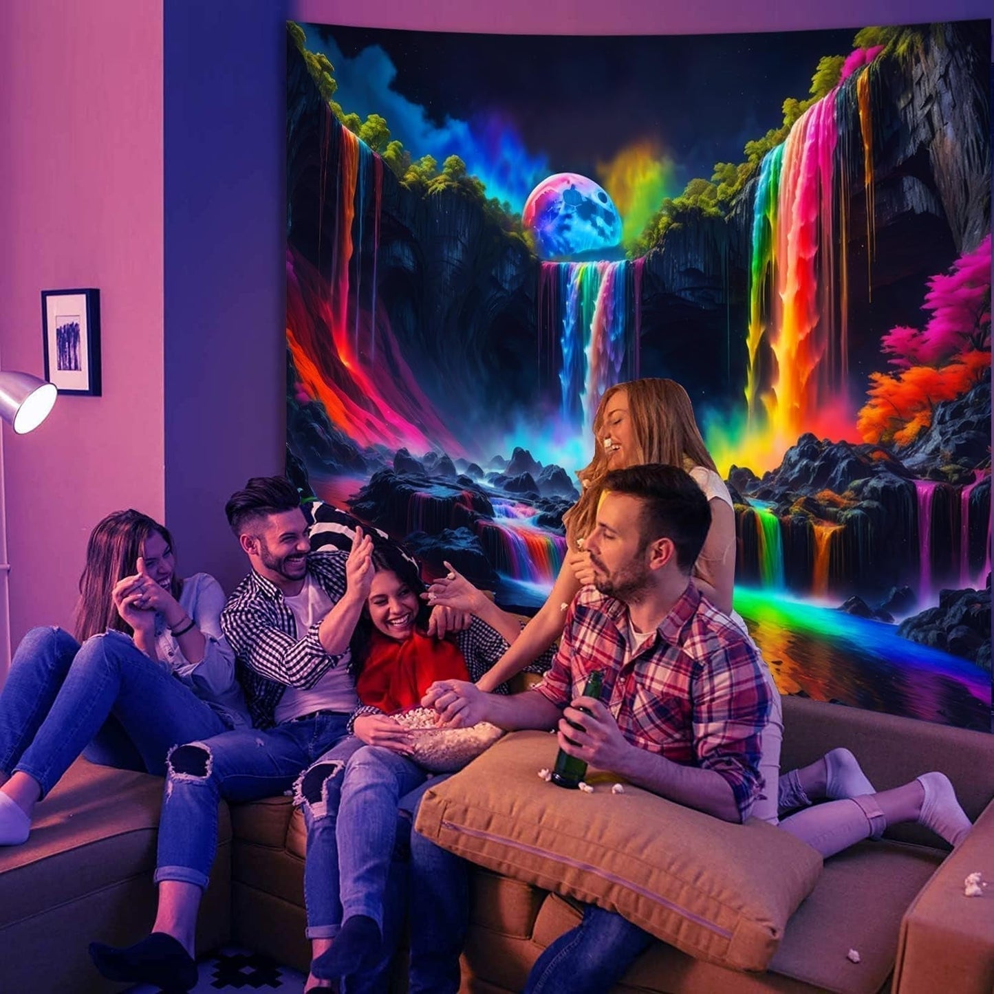 Arazzo arazzo cascata planetaria fantasia luce nera Home - Accessori e Decorazioni Naty Shop