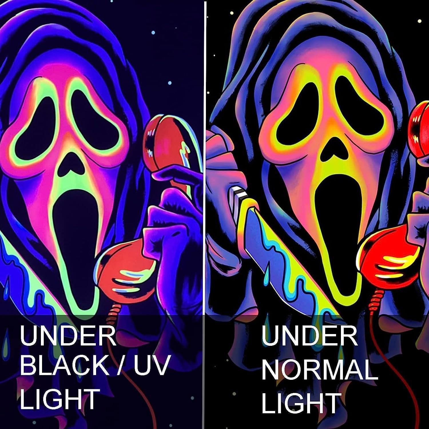 Arazzo arazzo viso horror luce nera fantasmi reattivi Home - Accessori e Decorazioni Naty Shop