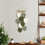 Arazzo arazzo perline in legno foglie verdi fatto a mano Casa - Accessori e Decorazioni Naty Shop