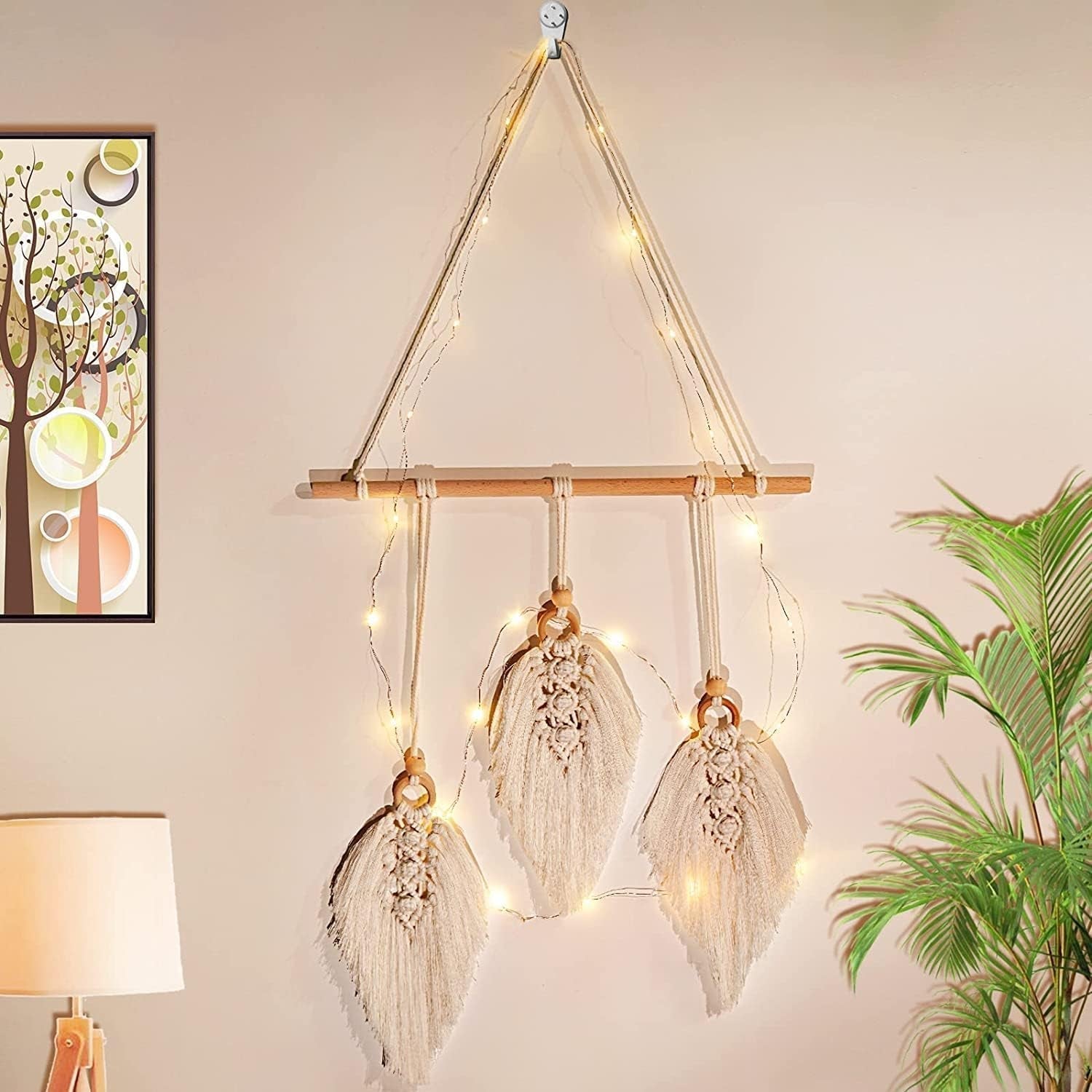 Arazzo tessuto a mano arazzo decorazione da parete cameretta dei bambini Casa - Accessori e Decorazioni Naty Shop Tre foglie bianche