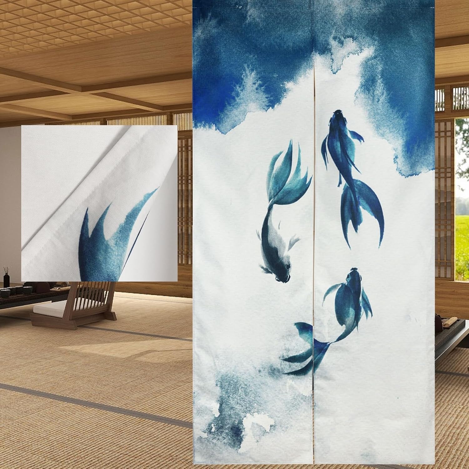 Arazzo tradizionale Pittura a inchiostro spesso stile cinese noren Home - Accessori e Decorazioni Naty Shop Stampa fronte-retro 85 X 180 Cm