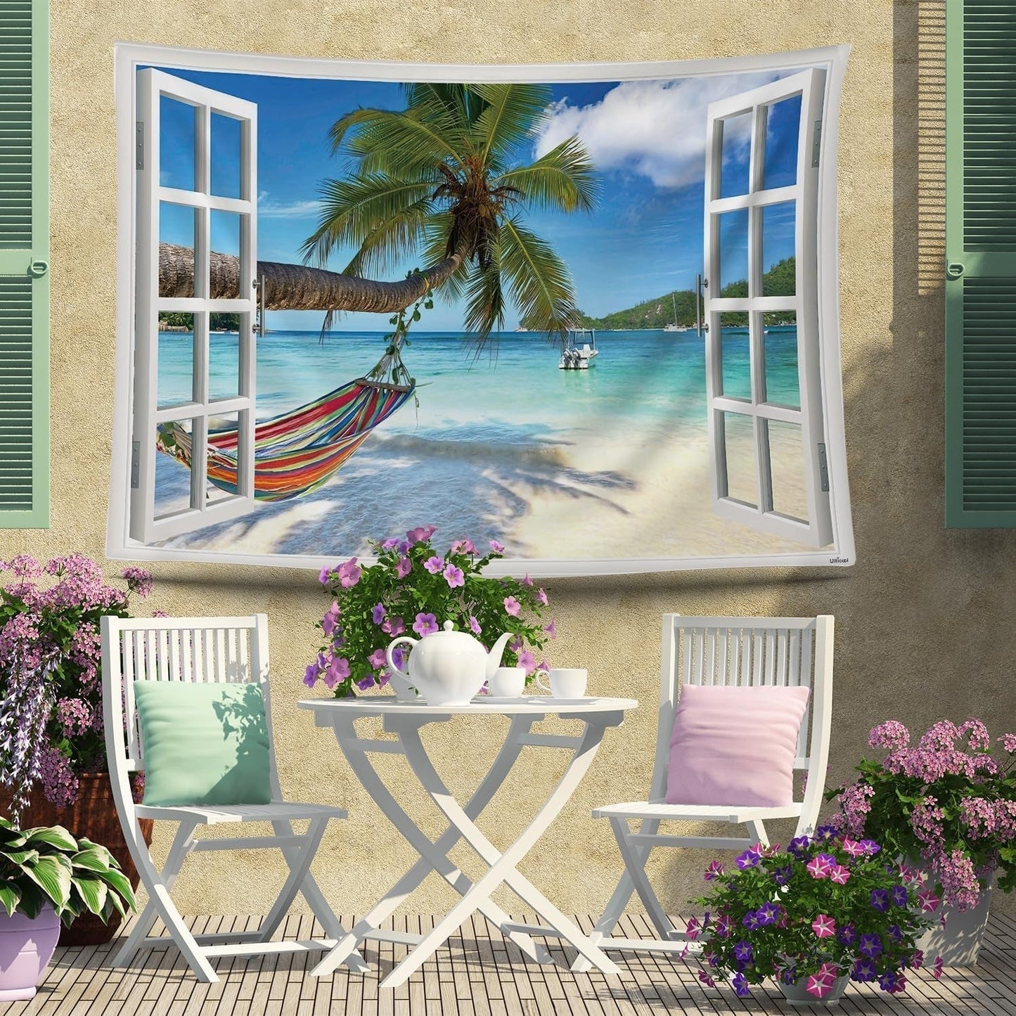 Arazzo Ulticool Vista Spiaggia Mare Palma Amaca Home - Accessori e Decorazioni Naty Shop