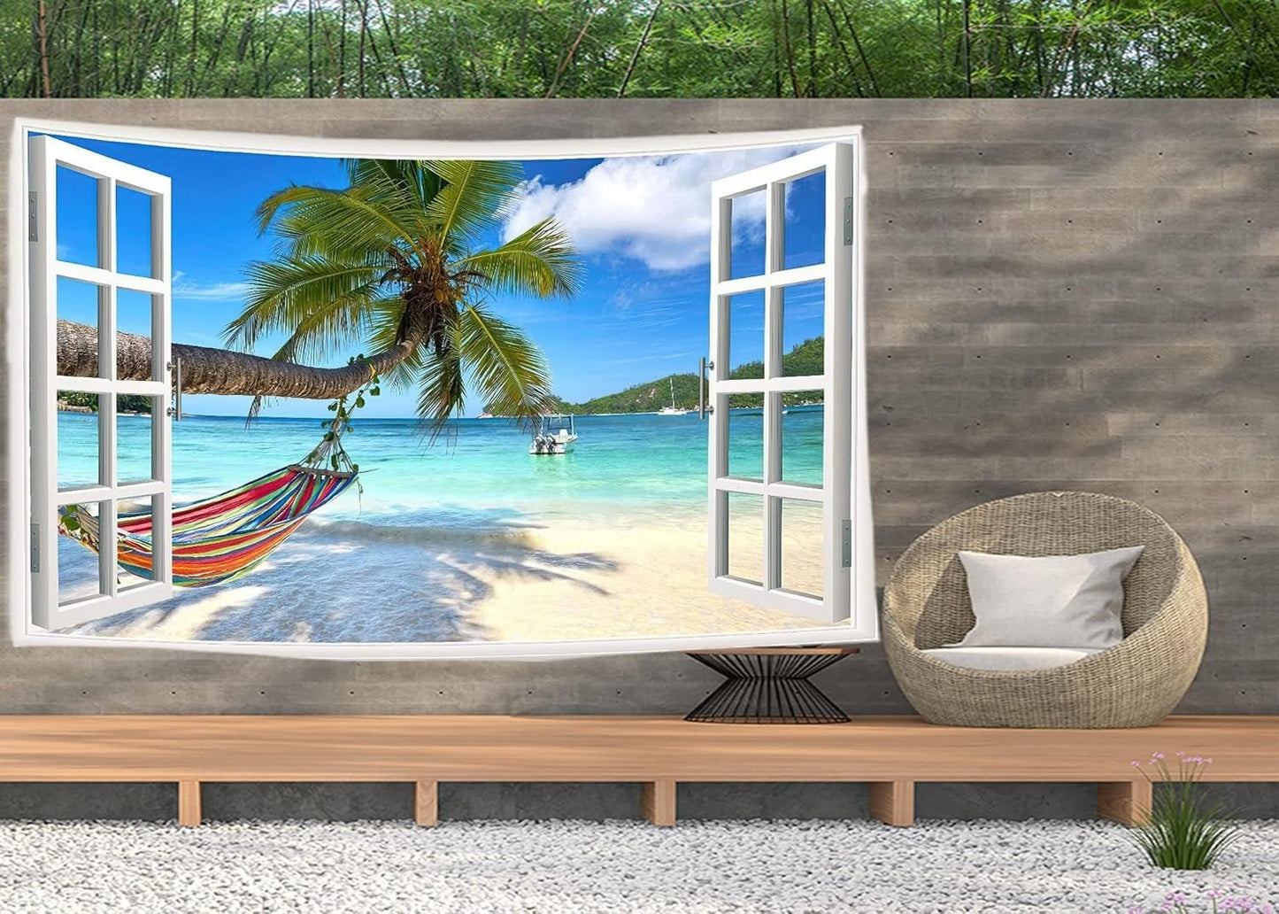Arazzo Ulticool Vista Spiaggia Mare Palma Amaca Home - Accessori e Decorazioni Naty Shop