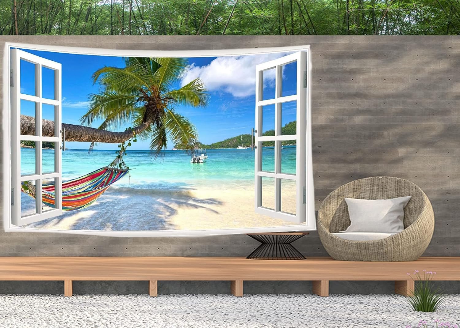 Arazzo Ulticool Vista Spiaggia Mare Palma Amaca Home - Accessori e Decorazioni Naty Shop