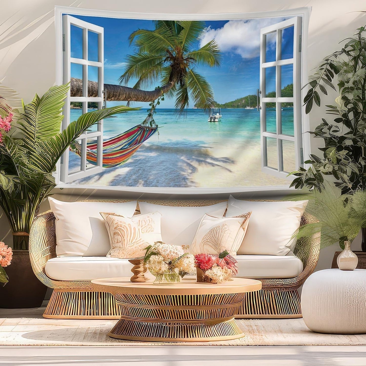 Arazzo Ulticool Vista Spiaggia Mare Palma Amaca Home - Accessori e Decorazioni Naty Shop