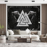 Arazzo vichingo lupo totem nero bianco meditazione rune Home - Accessori e Decorazioni Naty Shop