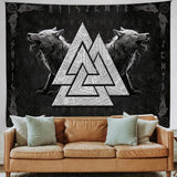 Arazzo vichingo lupo totem nero bianco meditazione rune Home - Accessori e Decorazioni Naty Shop
